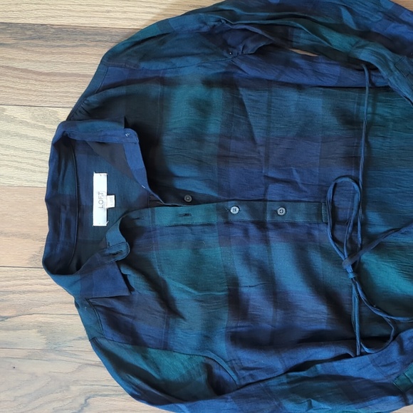 LOFT Plaid Shirtdress Sz XS - Picture 3 of 6